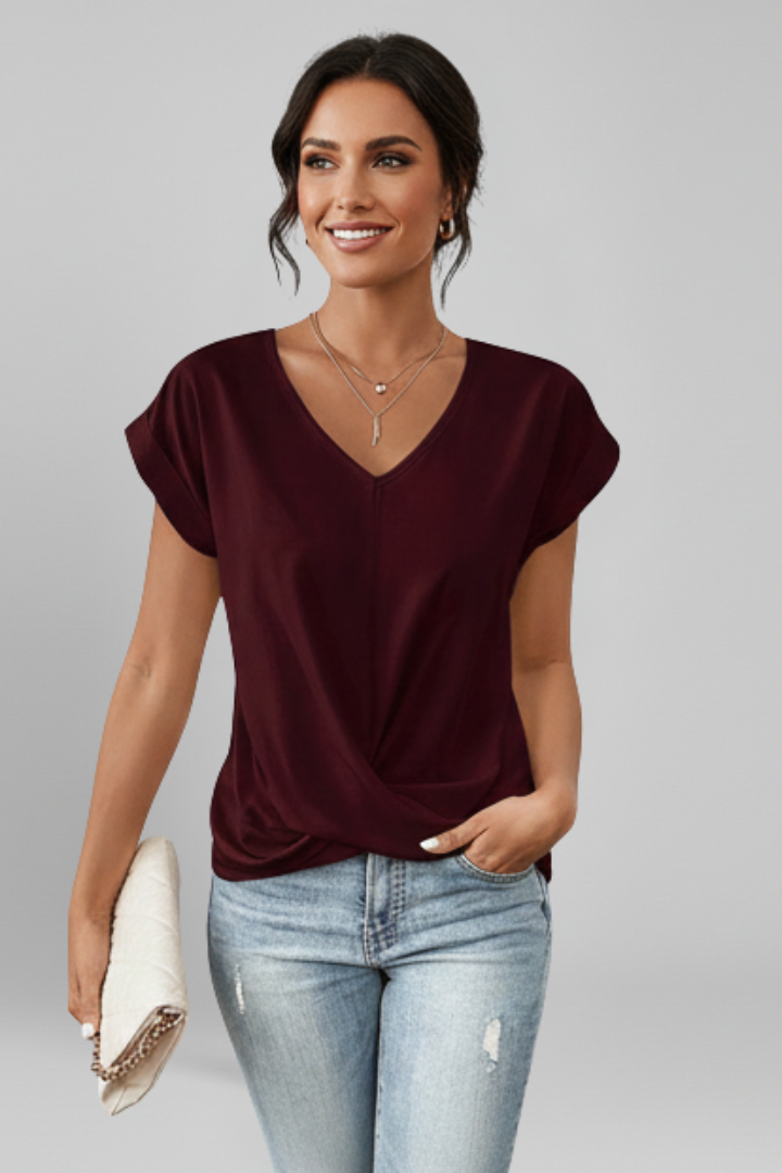 Andrea | Blusa Mujer Cuello V Manga Corta