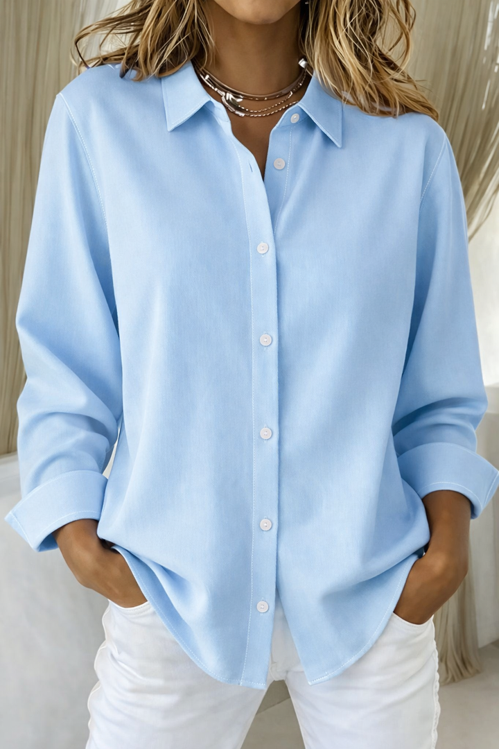 Andrea | Camisa Manga Larga Cuello Bolsillos Algodón