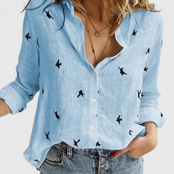 Andrea | Camisa Manga Larga Cuello V Botones