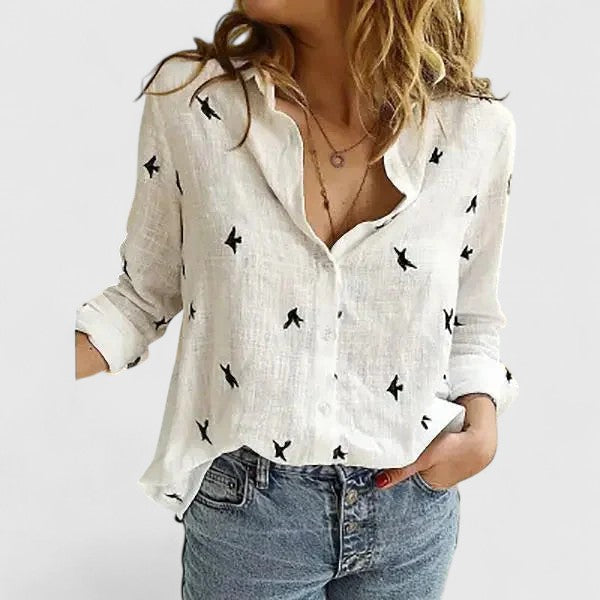 Andrea | Camisa Manga Larga Cuello V Botones