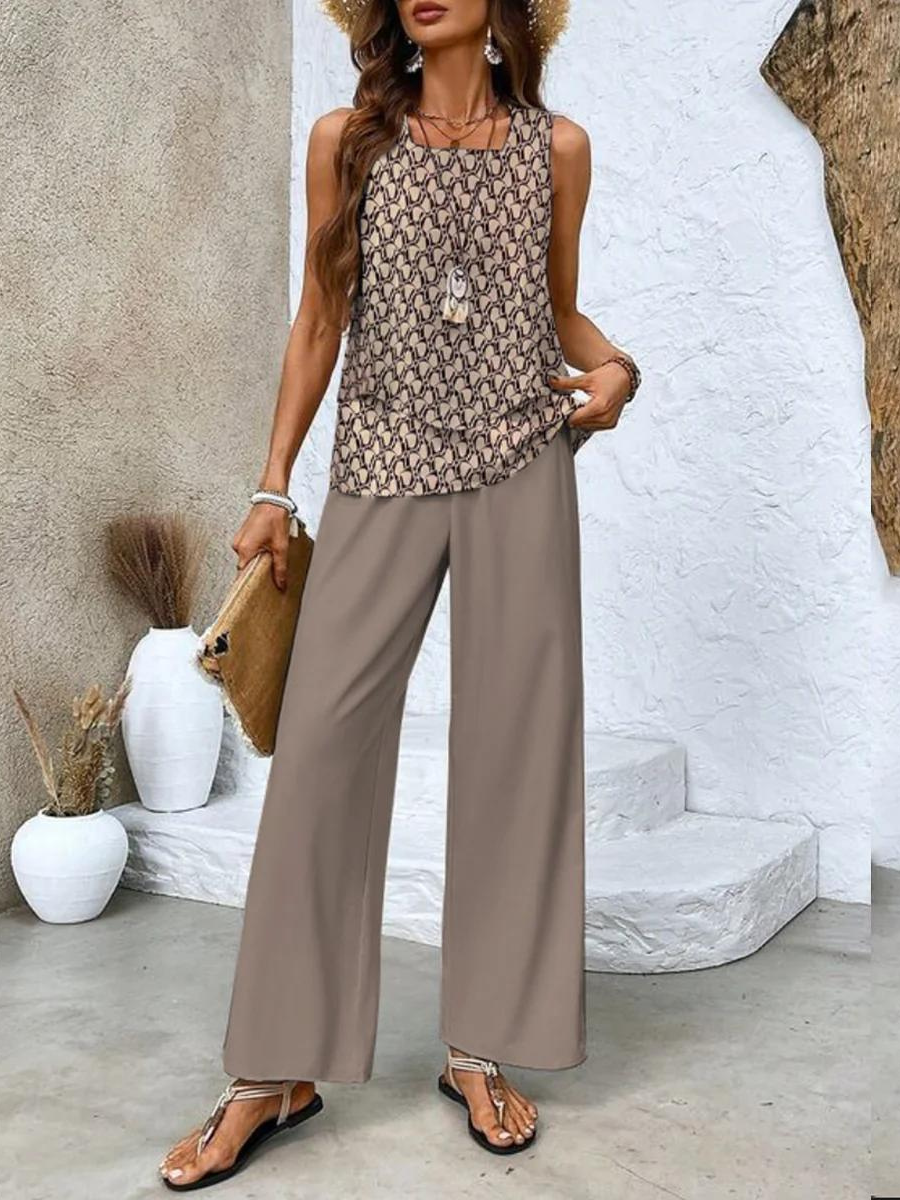 Andrea | Conjunto Dos Piezas Estampado Hojas