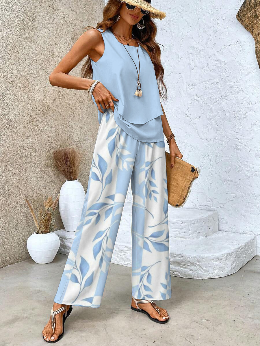 Andrea | Conjunto Dos Piezas Estampado Hojas