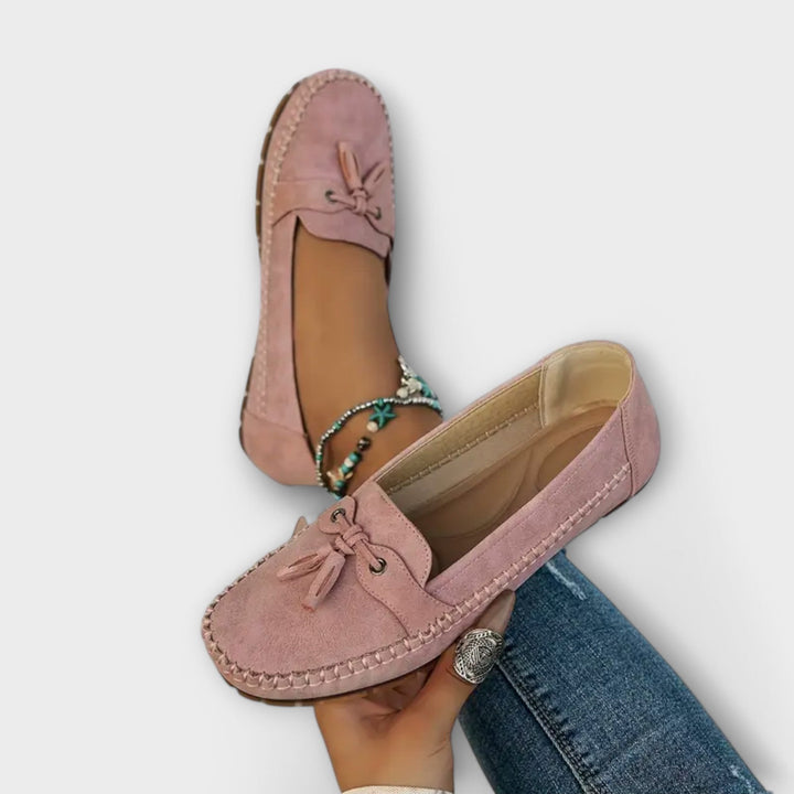 Andrea | Mocasines Mujer Ante Detalles Flecos Tobillera