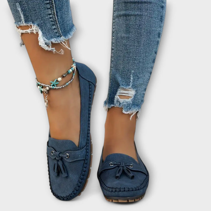 Andrea | Mocasines Mujer Ante Detalles Flecos Tobillera