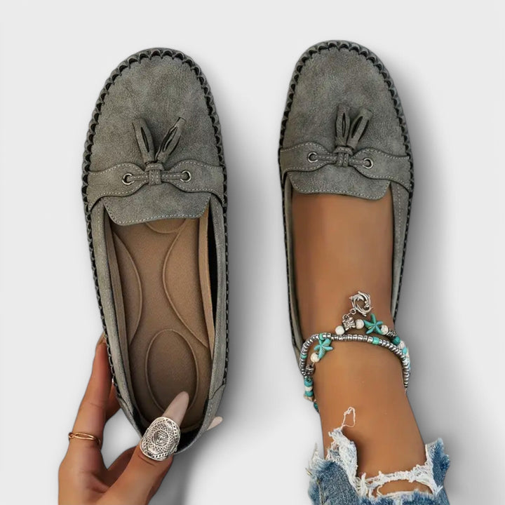 Andrea | Mocasines Mujer Ante Detalles Flecos Tobillera