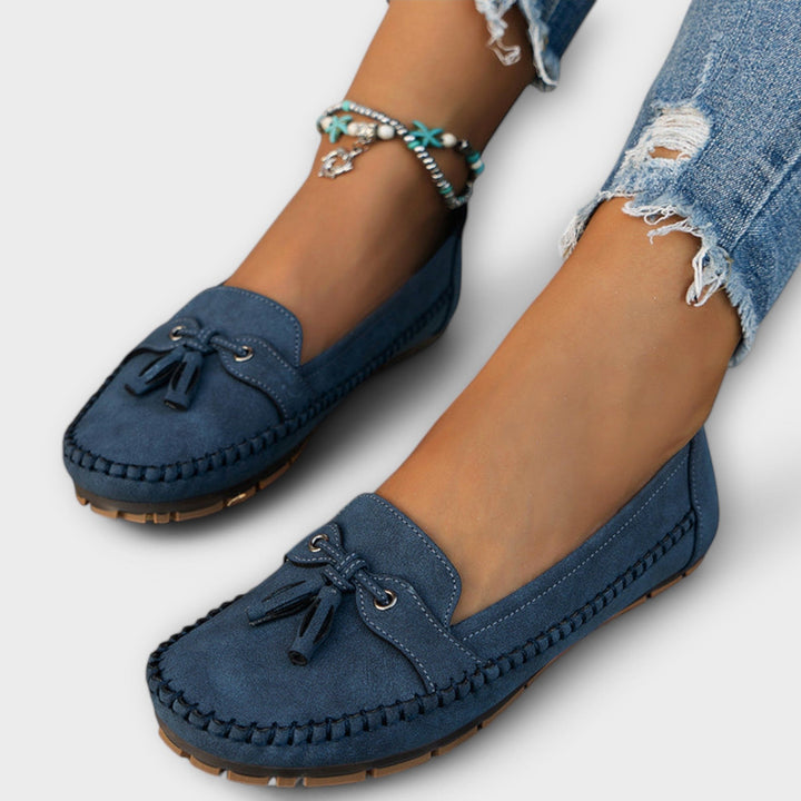 Andrea | Mocasines Mujer Ante Detalles Flecos Tobillera