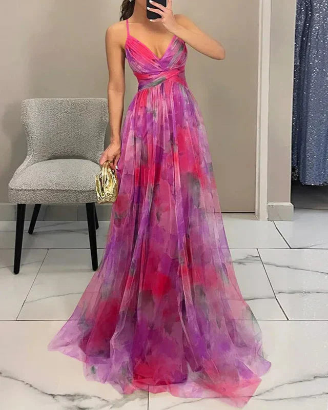 Andrea | Vestido Maxi Tul Estampado Invitada Boda