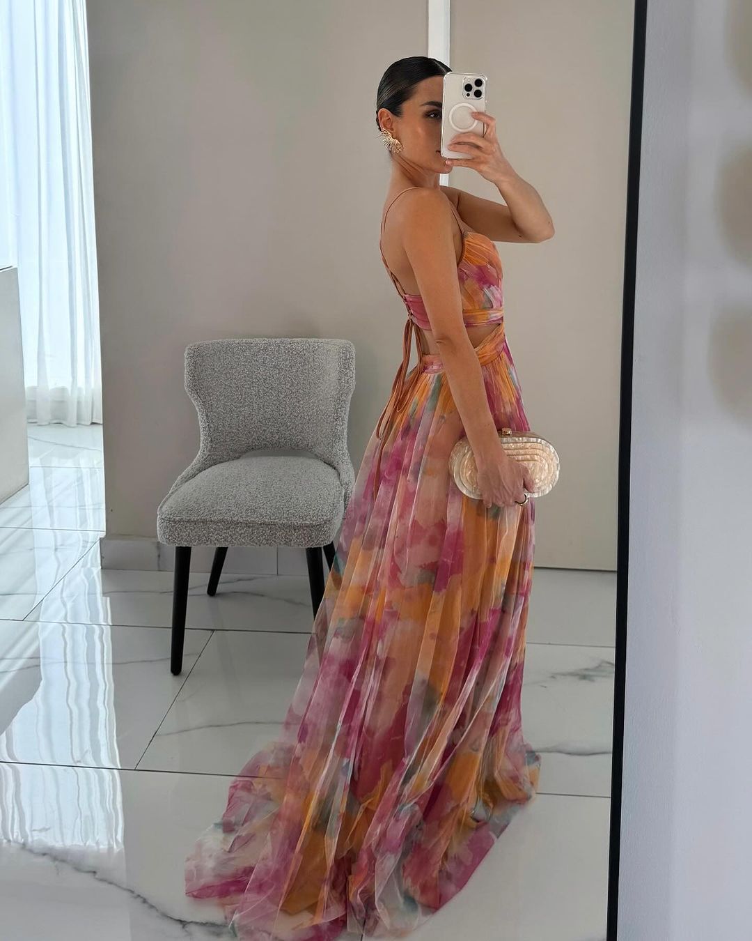 Andrea | Vestido Maxi Tul Estampado Invitada Boda