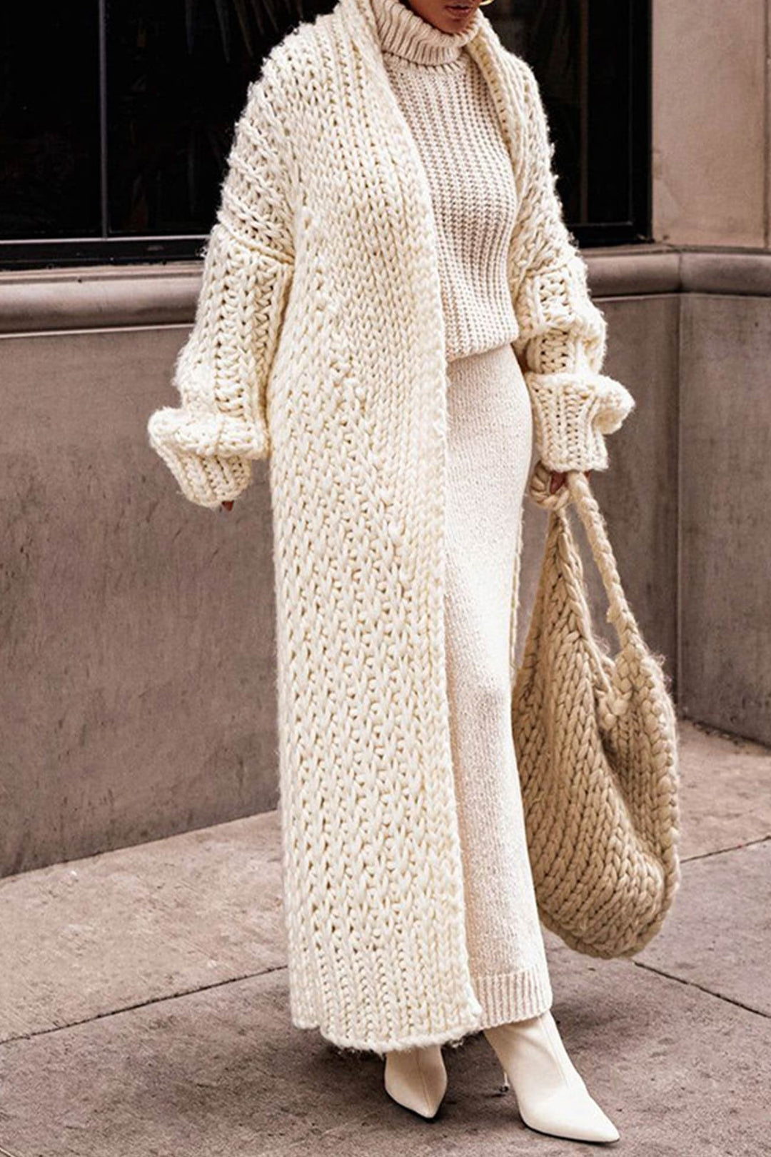 Laura | Cárdigan Largo de Punto Chunky Oversize