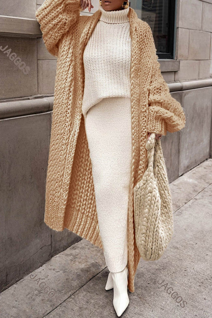 Laura | Cárdigan Largo de Punto Chunky Oversize