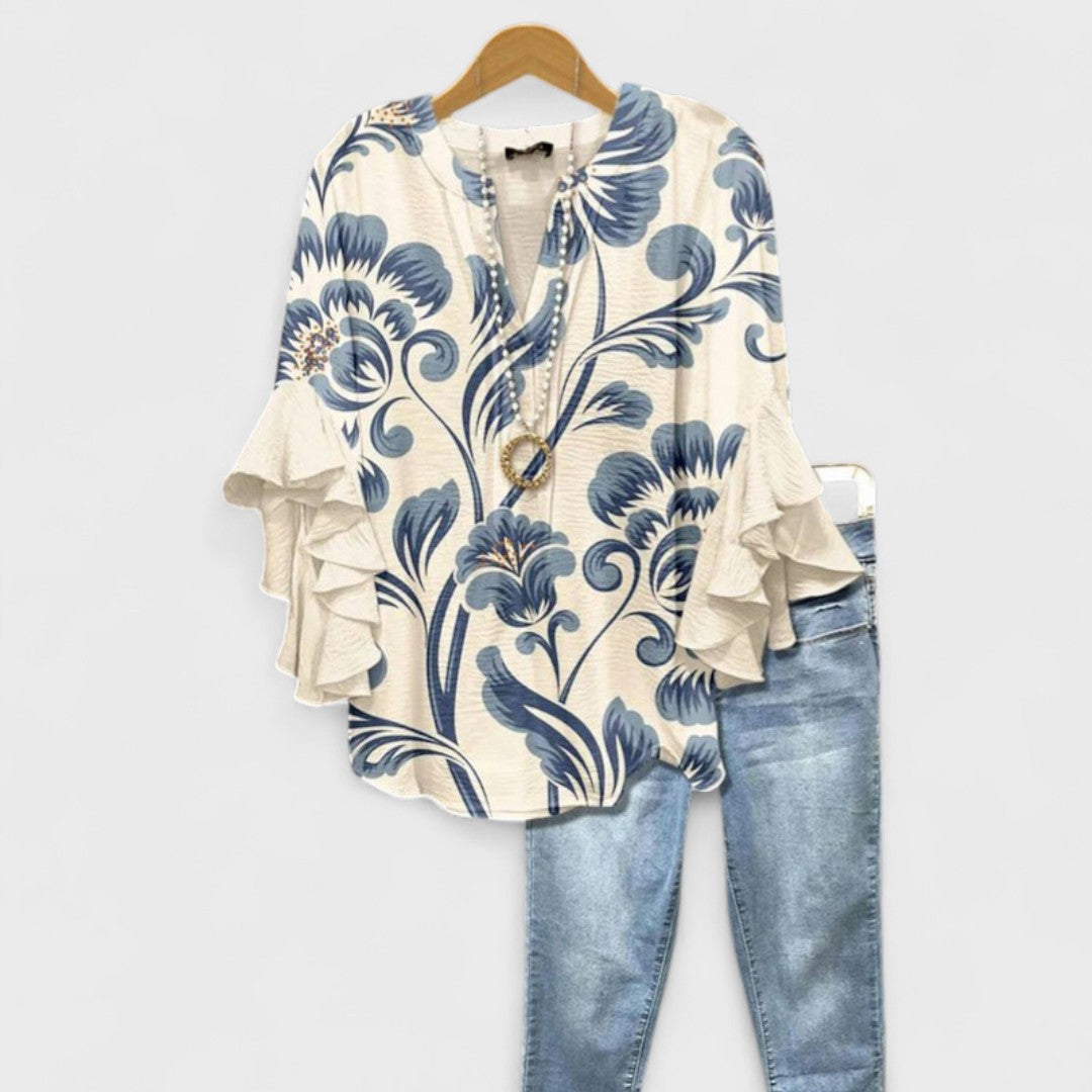 Beatriz | Blusa Mujer Rayas Mangas Volantes