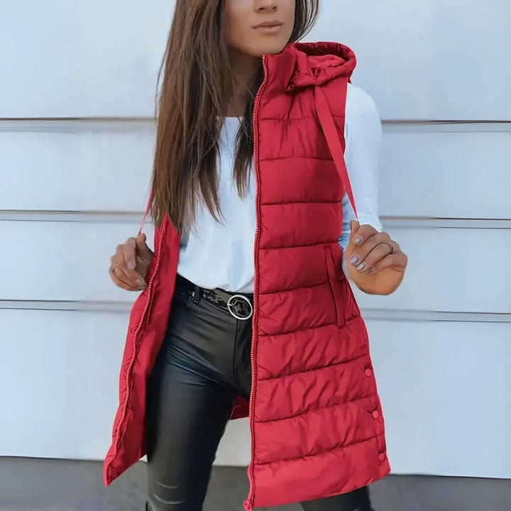 Beatriz | Chaleco Mujer Acolchado Capucha Cremallera Largo