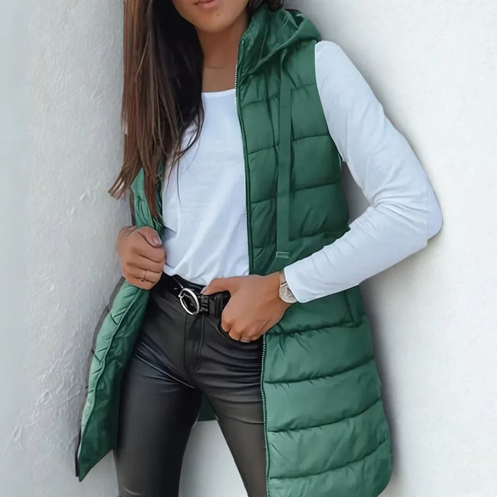 Beatriz | Chaleco Mujer Acolchado Capucha Cremallera Largo