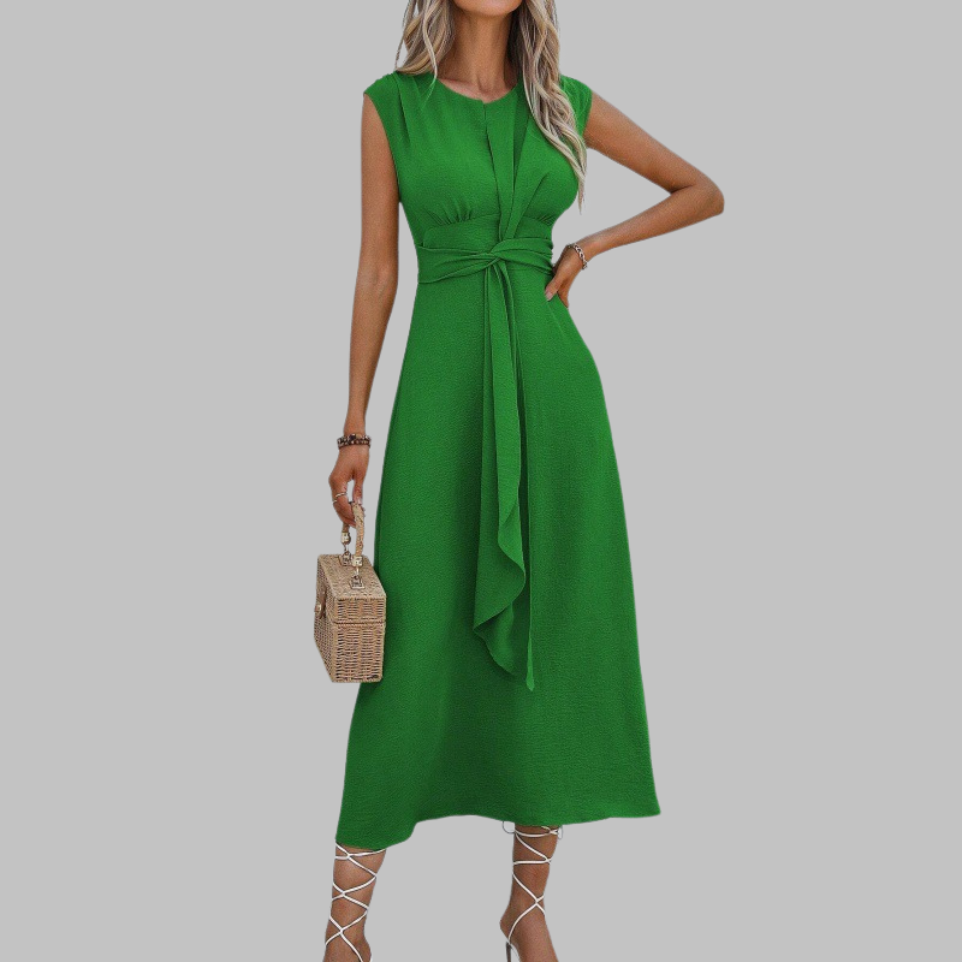 Beatriz | Vestido Midi Mujer con Lazo Cintura