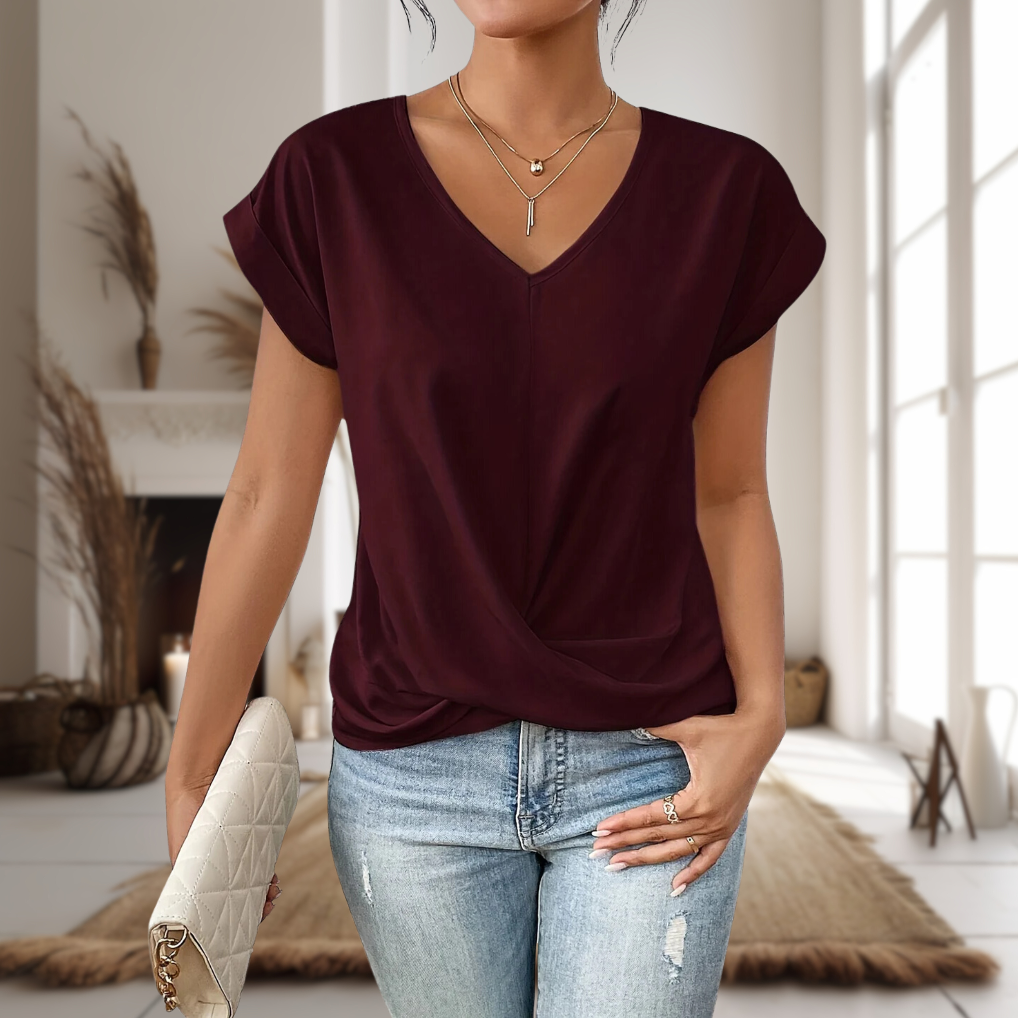Belén | Blusa Mujer Cruzada Manga Corta V