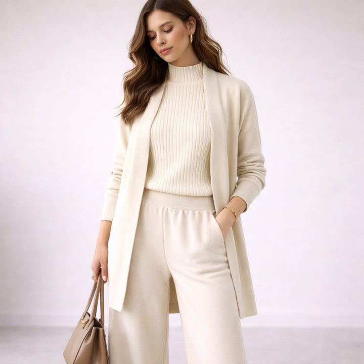 Belén | Conjunto Punto Mujer Cárdigan Largo Pantalón Elástico