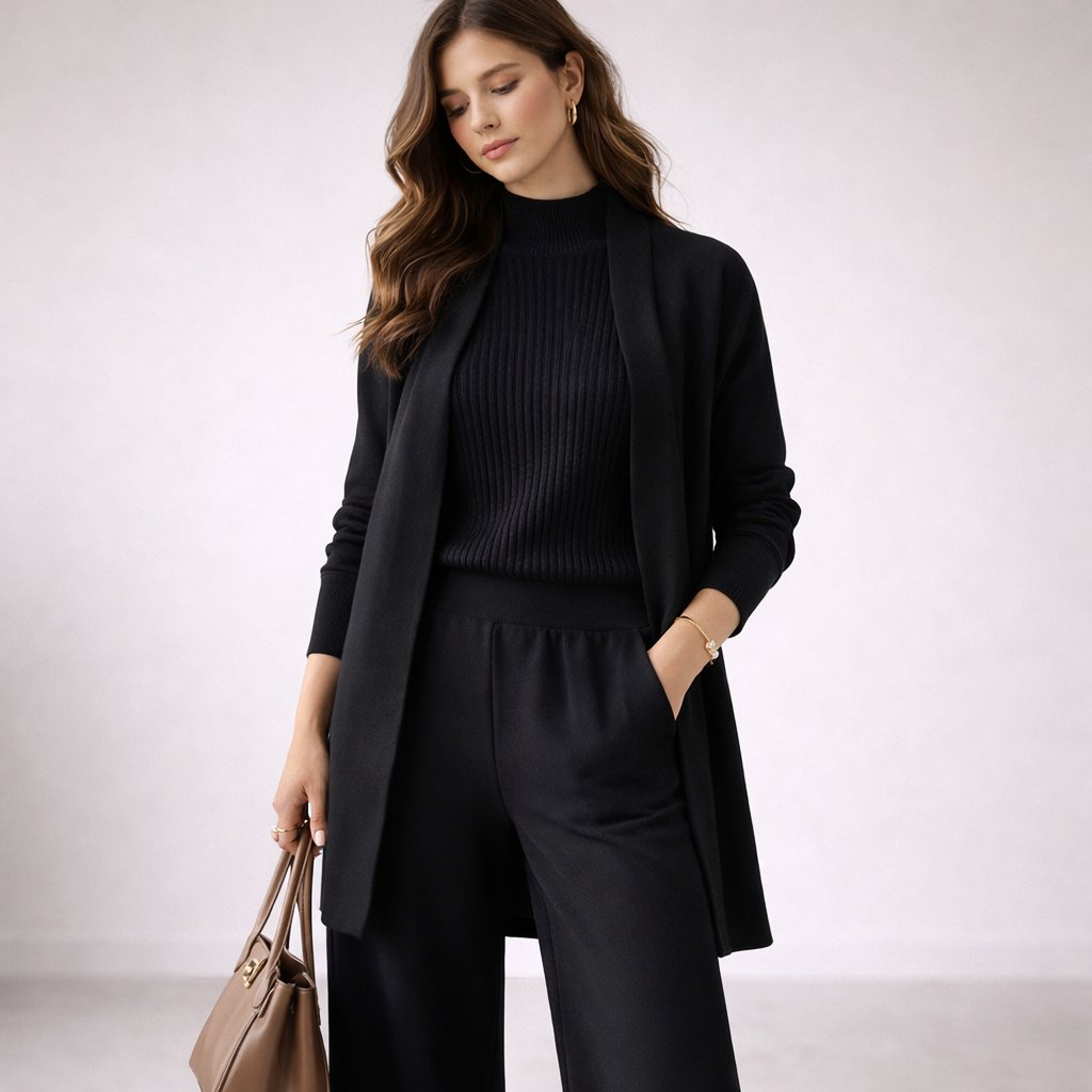 Belén | Conjunto Punto Mujer Cárdigan Largo Pantalón Elástico