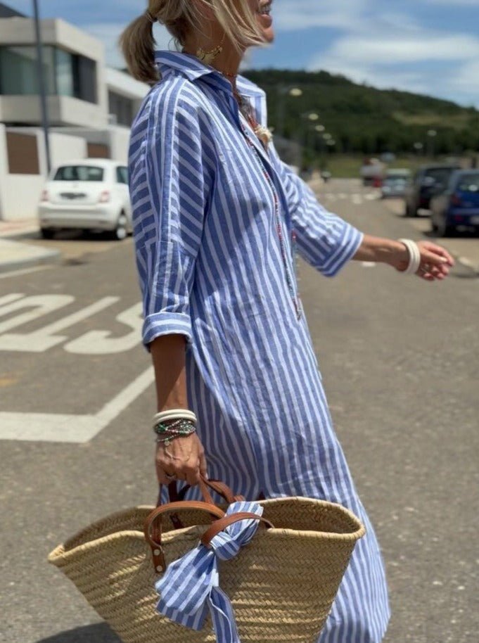 Belén | Vestido Camisero Midi Mujer a Rayas