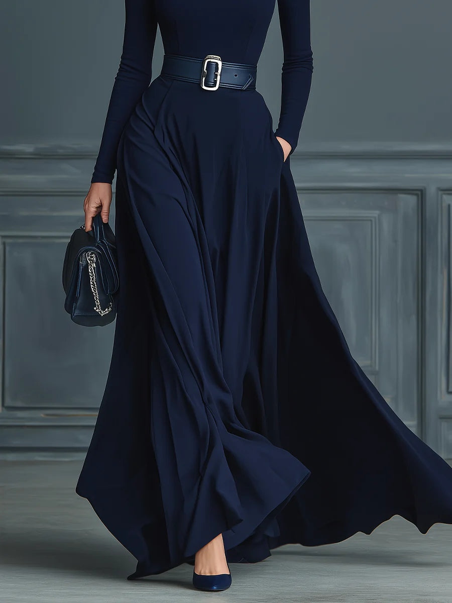 Belén | Vestido de Invitada de Boda Manga Larga Maxi Plisado
