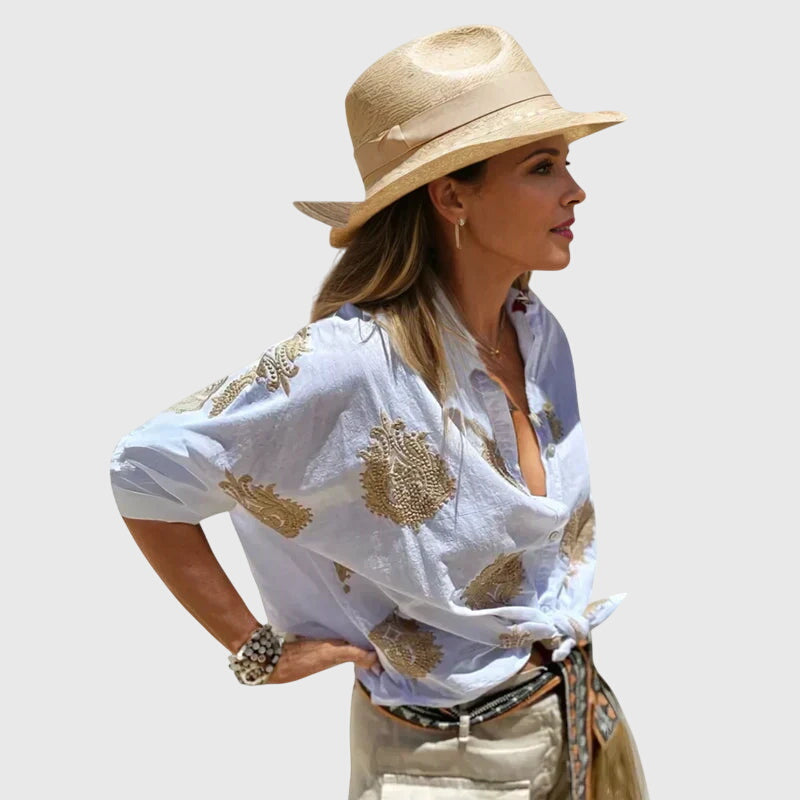 Camila | Blusa Bordada Mujer Anudada