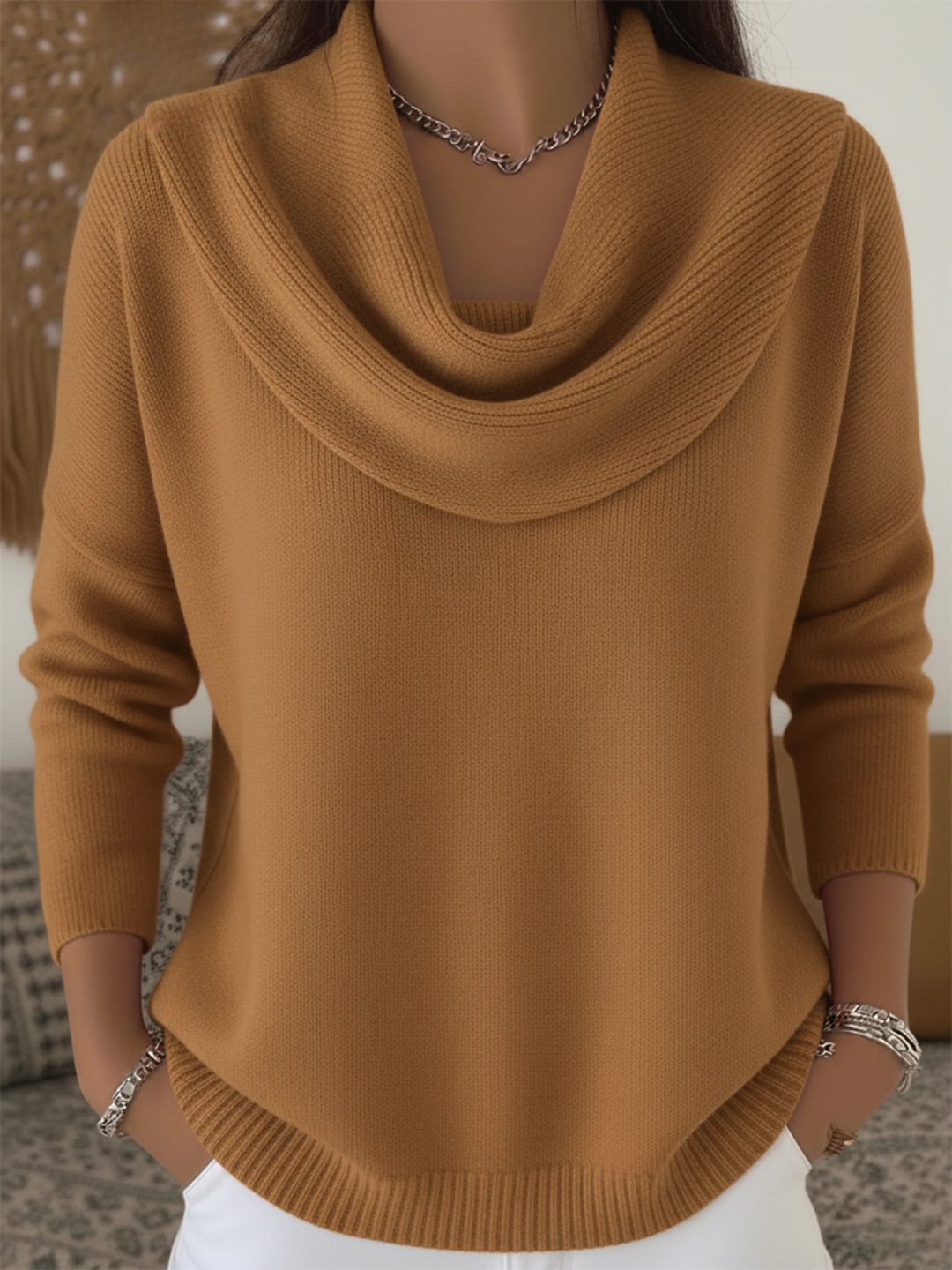 Camila | Jersey Mujer Cuello Cisne Caído