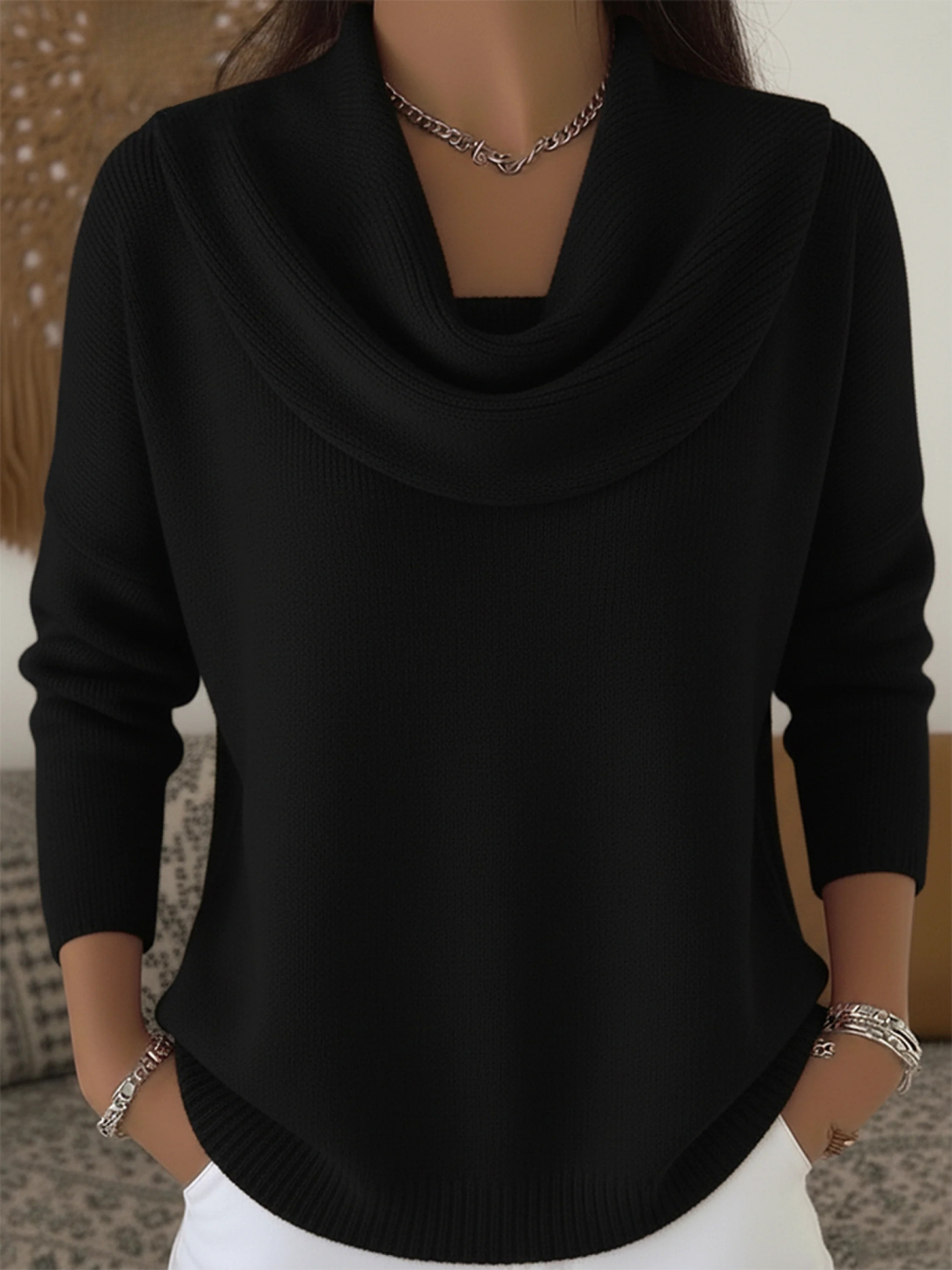Camila | Jersey Mujer Cuello Cisne Caído