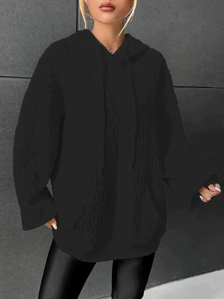 Camila | Sudadera con Capucha de Punto Trenzado Bolsillo Canguro