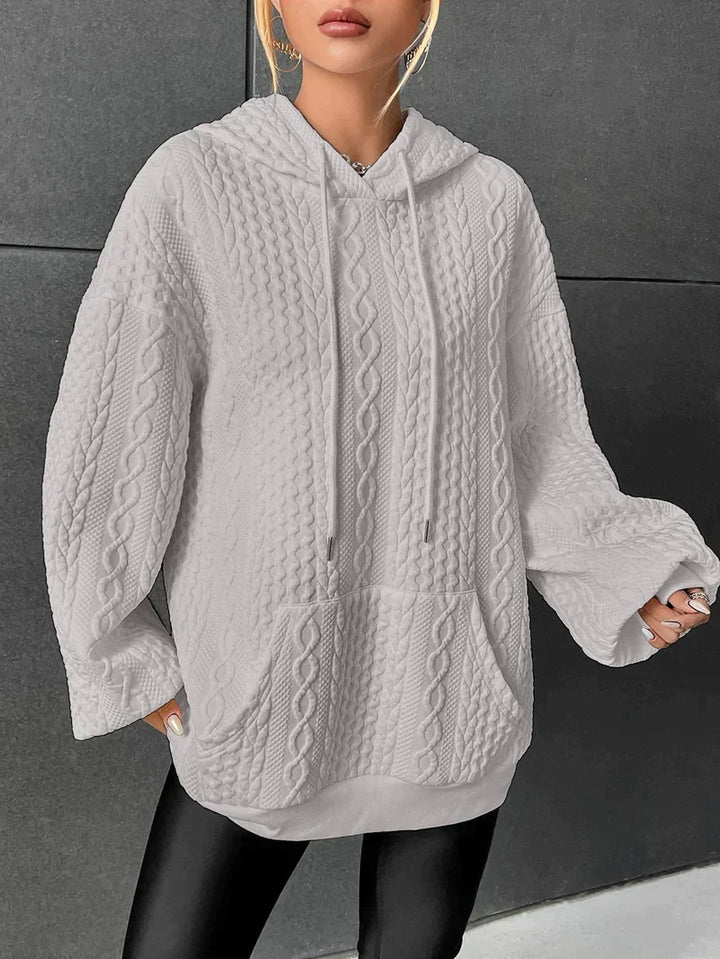 Camila | Sudadera con Capucha de Punto Trenzado Bolsillo Canguro