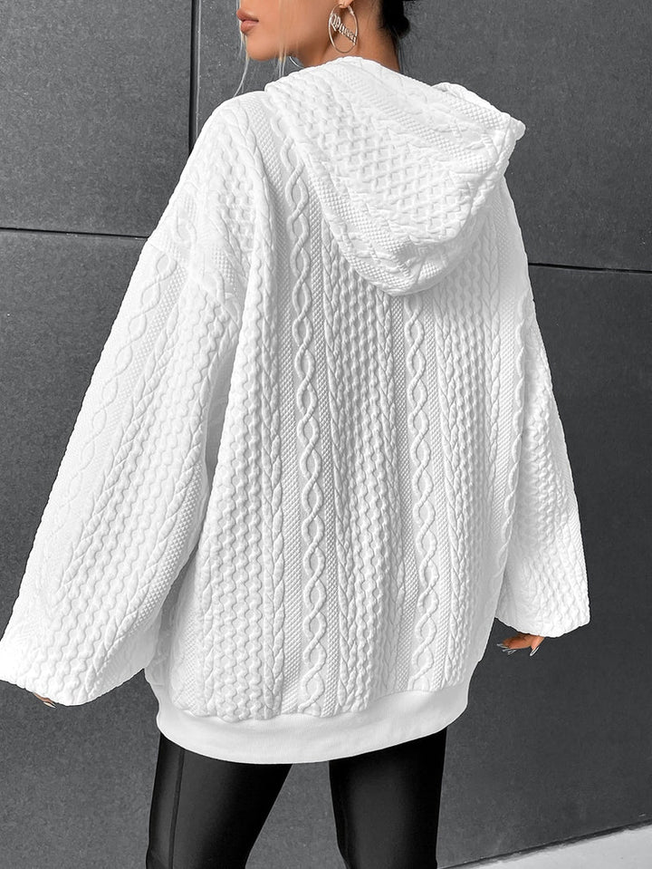 Camila | Sudadera con Capucha de Punto Trenzado Bolsillo Canguro