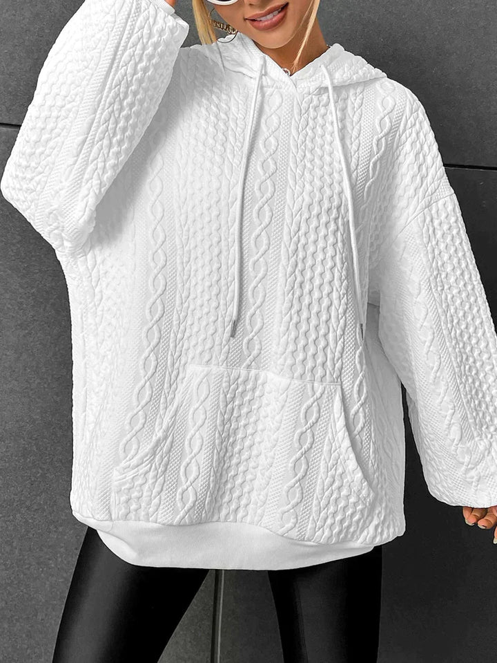 Camila | Sudadera con Capucha de Punto Trenzado Bolsillo Canguro