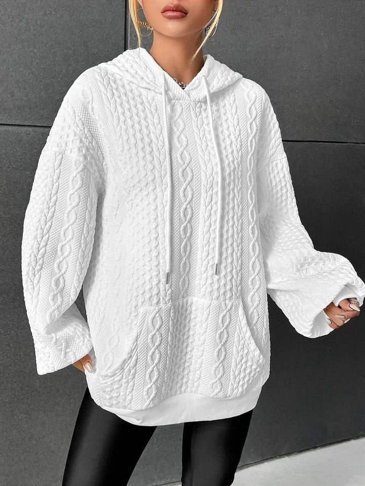 Camila | Sudadera con Capucha de Punto Trenzado Bolsillo Canguro