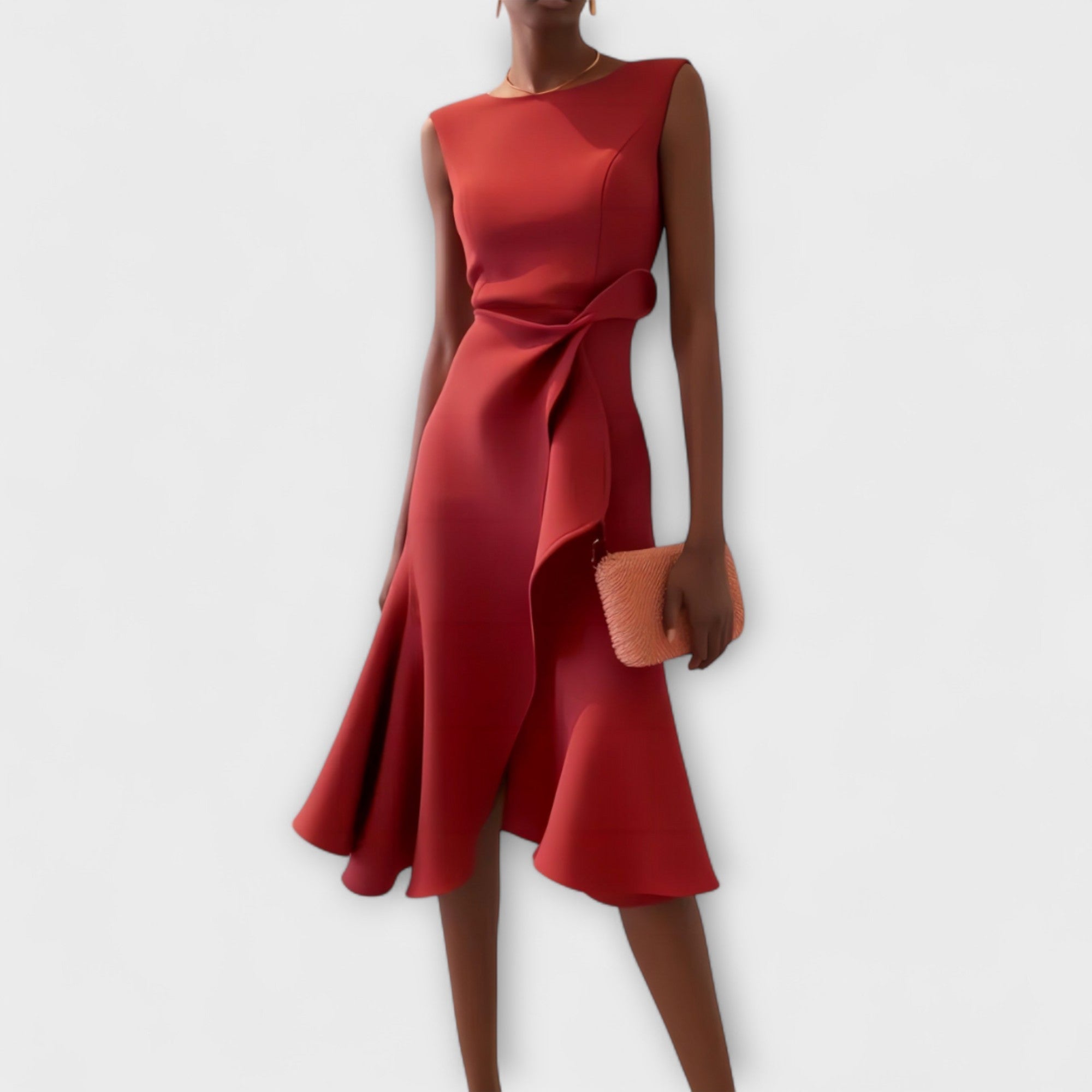 Camila | Vestido Midi Mujer Volante Asimétrico Invitada