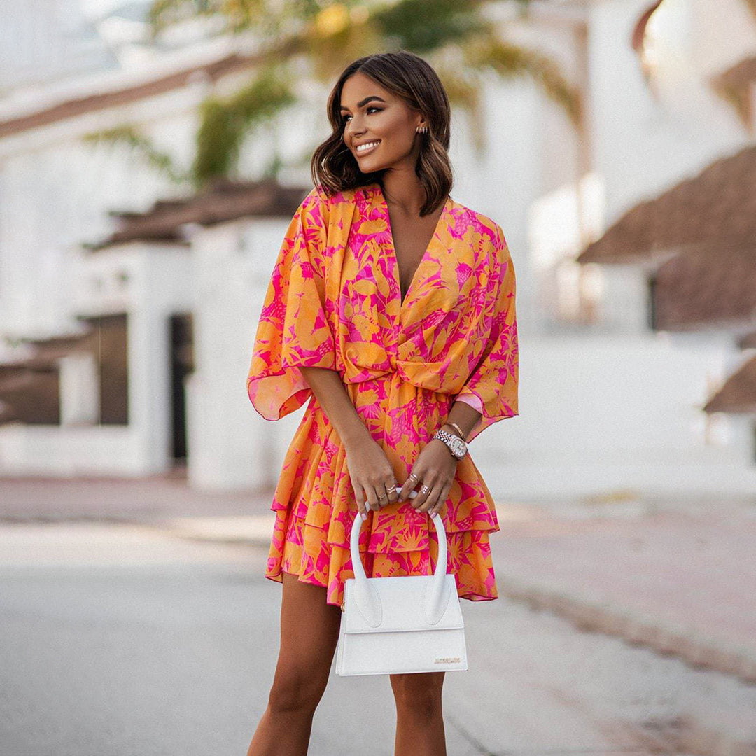 Camila | Vestido Mini Mujer Estampado Tropical
