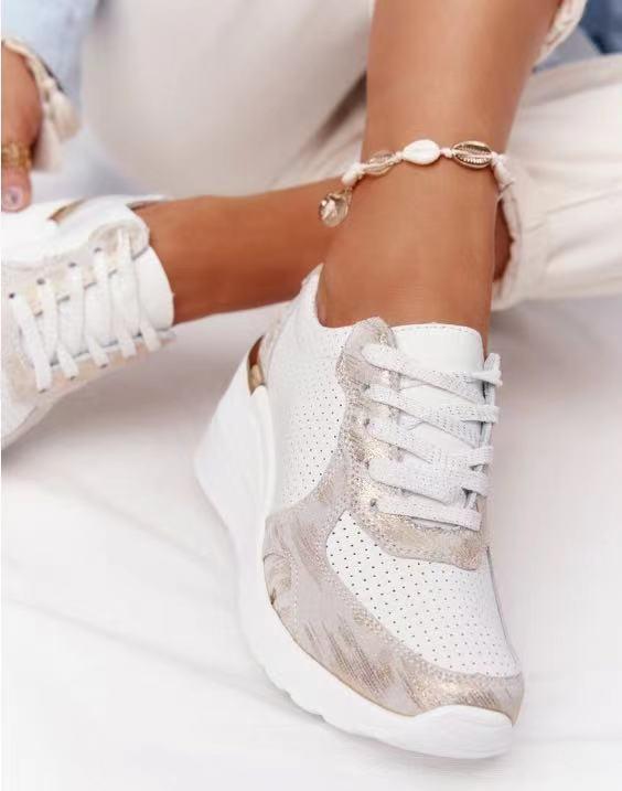 Camila | Zapatillas Mujer Cuña Perforadas Metalizadas