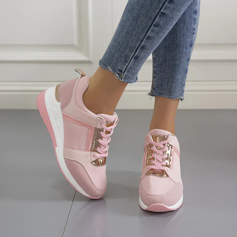 Camila | Zapatillas Mujer Cuña Perforadas Metalizadas