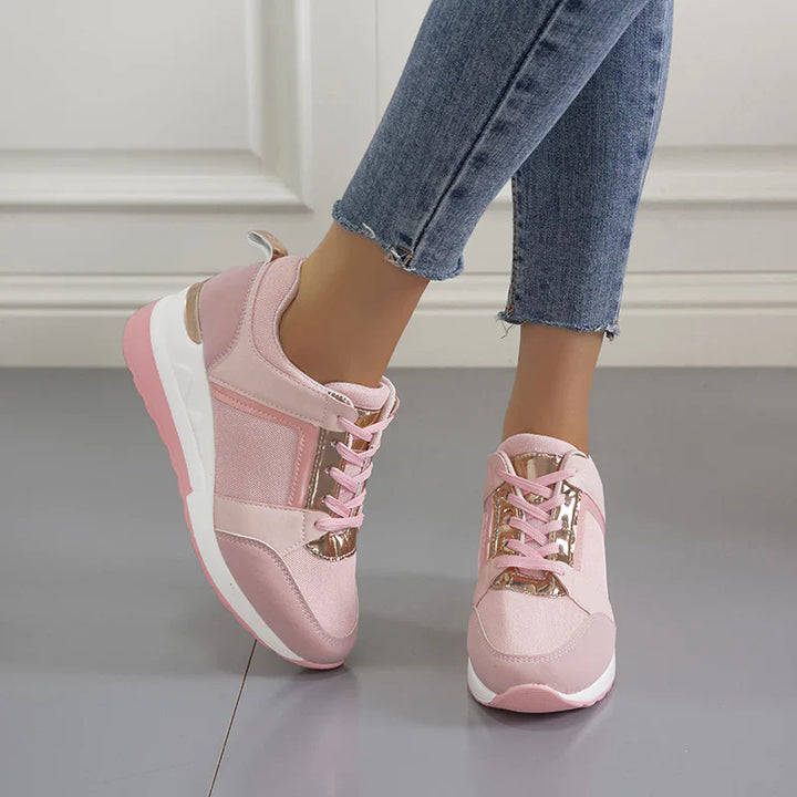 Camila | Zapatillas Mujer Cuña Perforadas Metalizadas