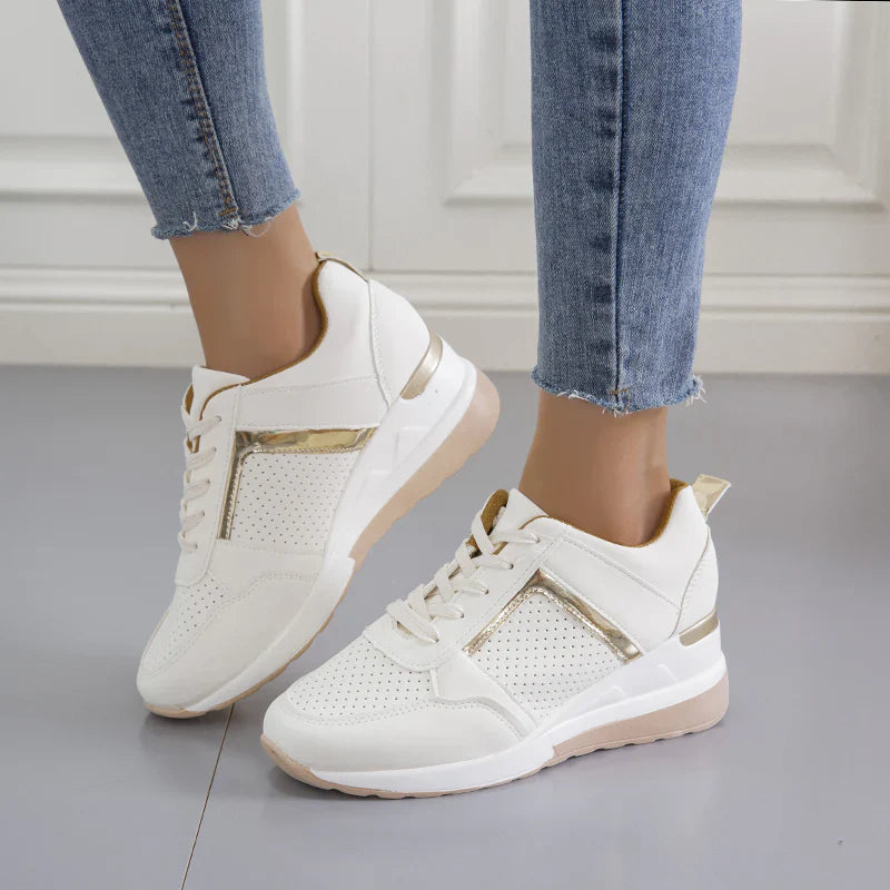 Camila | Zapatillas Mujer Cuña Perforadas Metalizadas