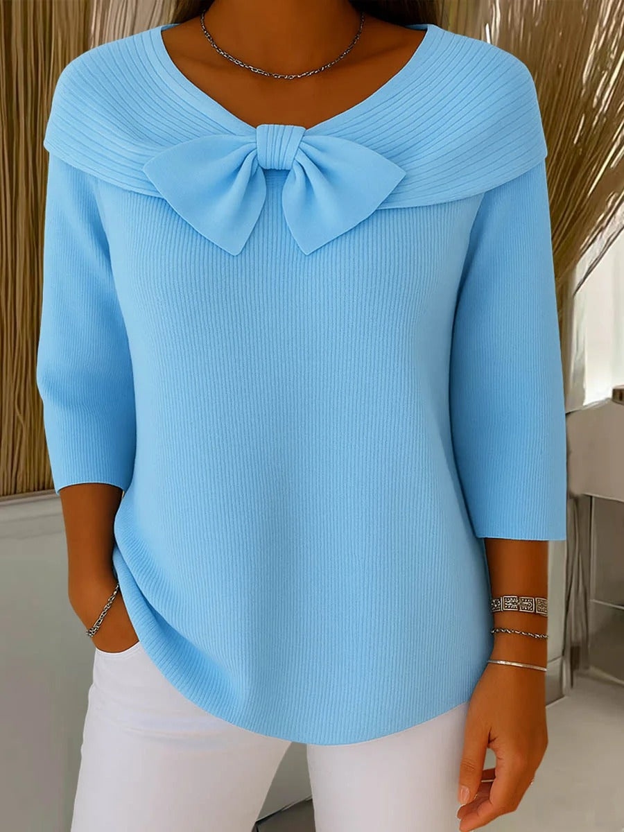 Carla | Blusa Mujer Punto Acanalado con Lazo