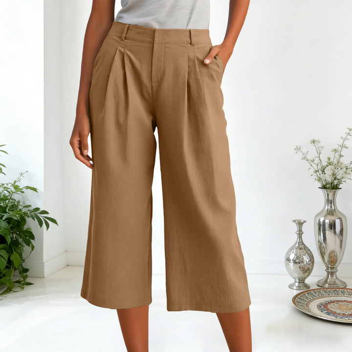 Carla | Pantalones Mujer Cropped Anchos Relajados con Pinzas