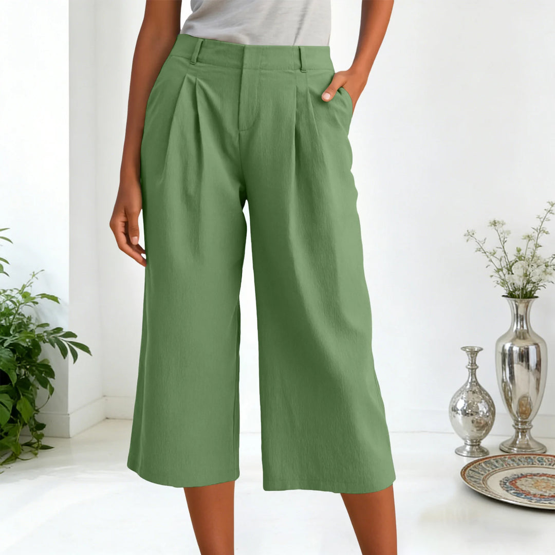 Carla | Pantalones Mujer Cropped Anchos Relajados con Pinzas