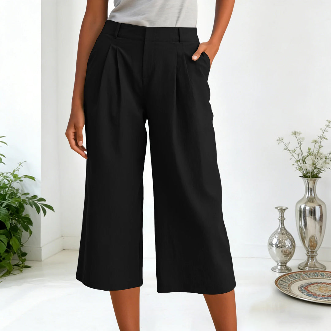 Carla | Pantalones Mujer Cropped Anchos Relajados con Pinzas