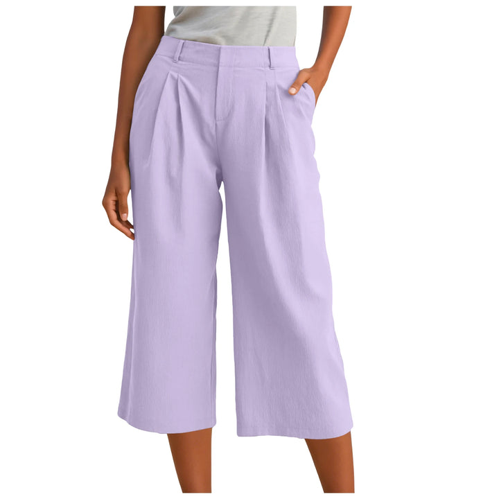 Carla | Pantalones Mujer Cropped Anchos Relajados con Pinzas