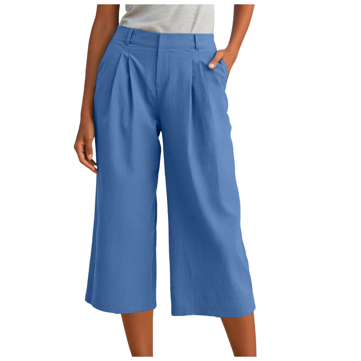 Carla | Pantalones Mujer Cropped Anchos Relajados con Pinzas