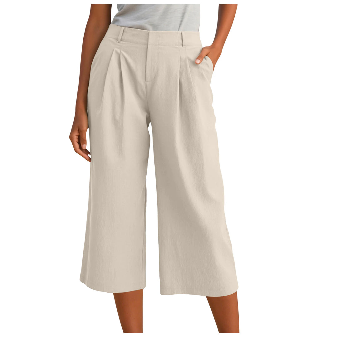 Carla | Pantalones Mujer Cropped Anchos Relajados con Pinzas