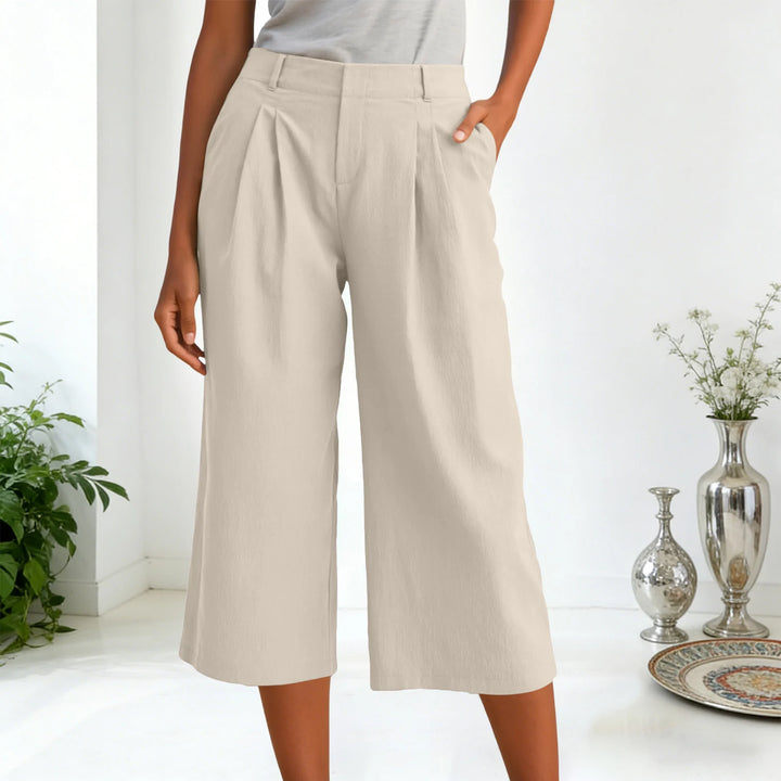 Carla | Pantalones Mujer Cropped Anchos Relajados con Pinzas