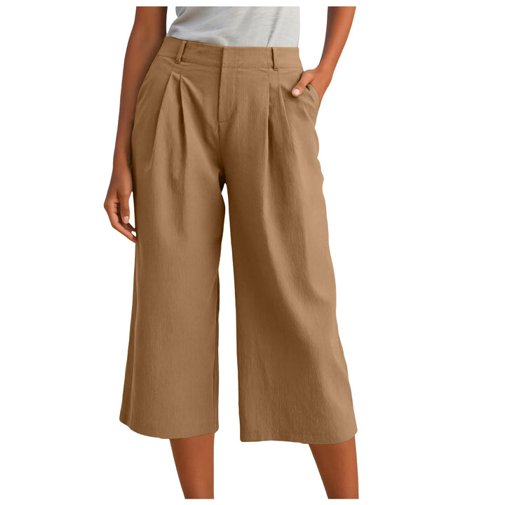 Carla | Pantalones Mujer Cropped Anchos Relajados con Pinzas