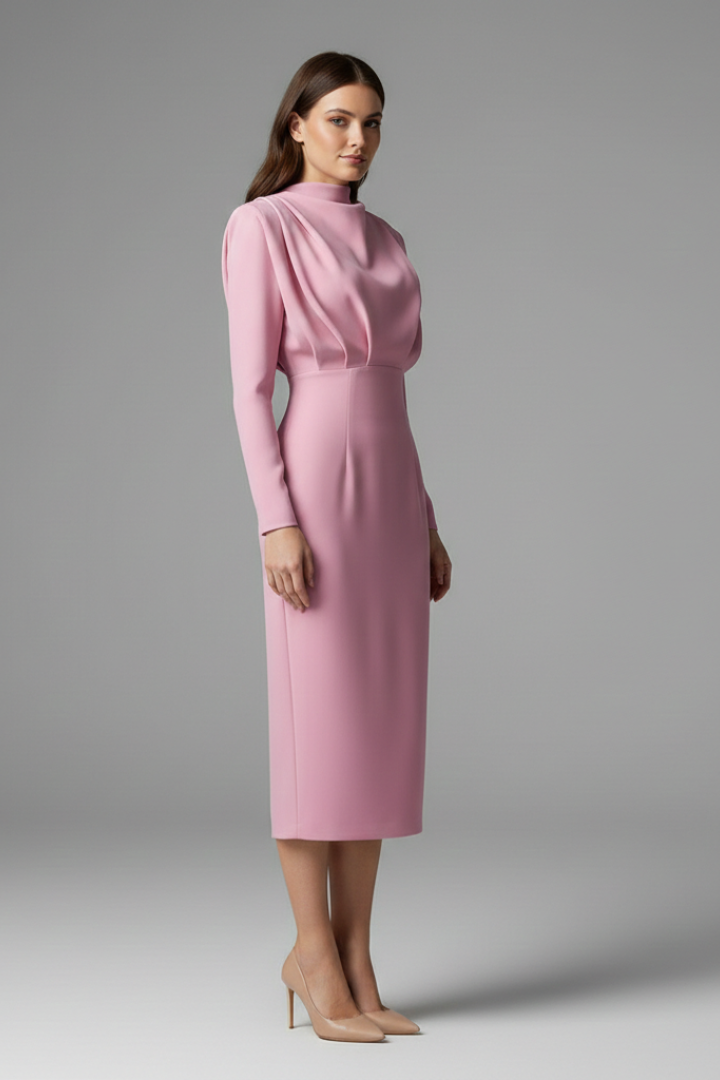 Carla | Vestido Midi Mujer Manga Larga Invitada