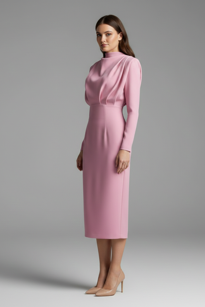 Carla | Vestido Midi Mujer Manga Larga Invitada