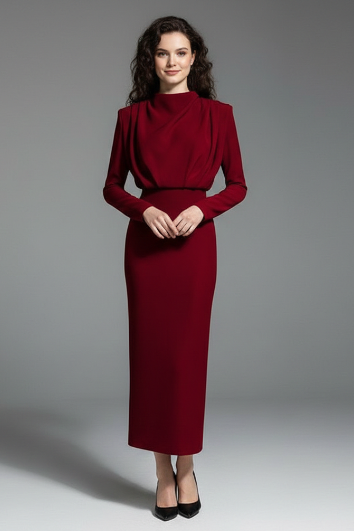 Carla | Vestido Midi Mujer Manga Larga Invitada