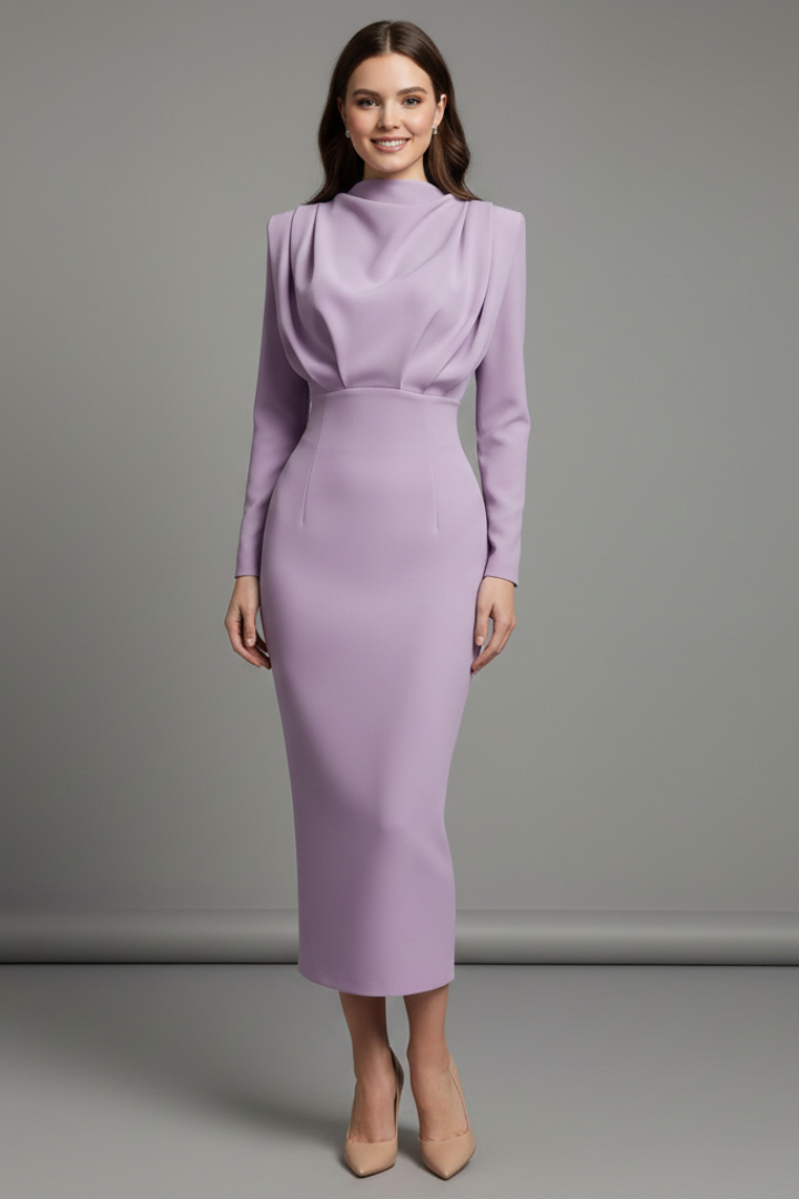 Carla | Vestido Midi Mujer Manga Larga Invitada
